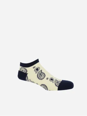 Paisley Men's Organic Cotton Trainer Socks | Cream