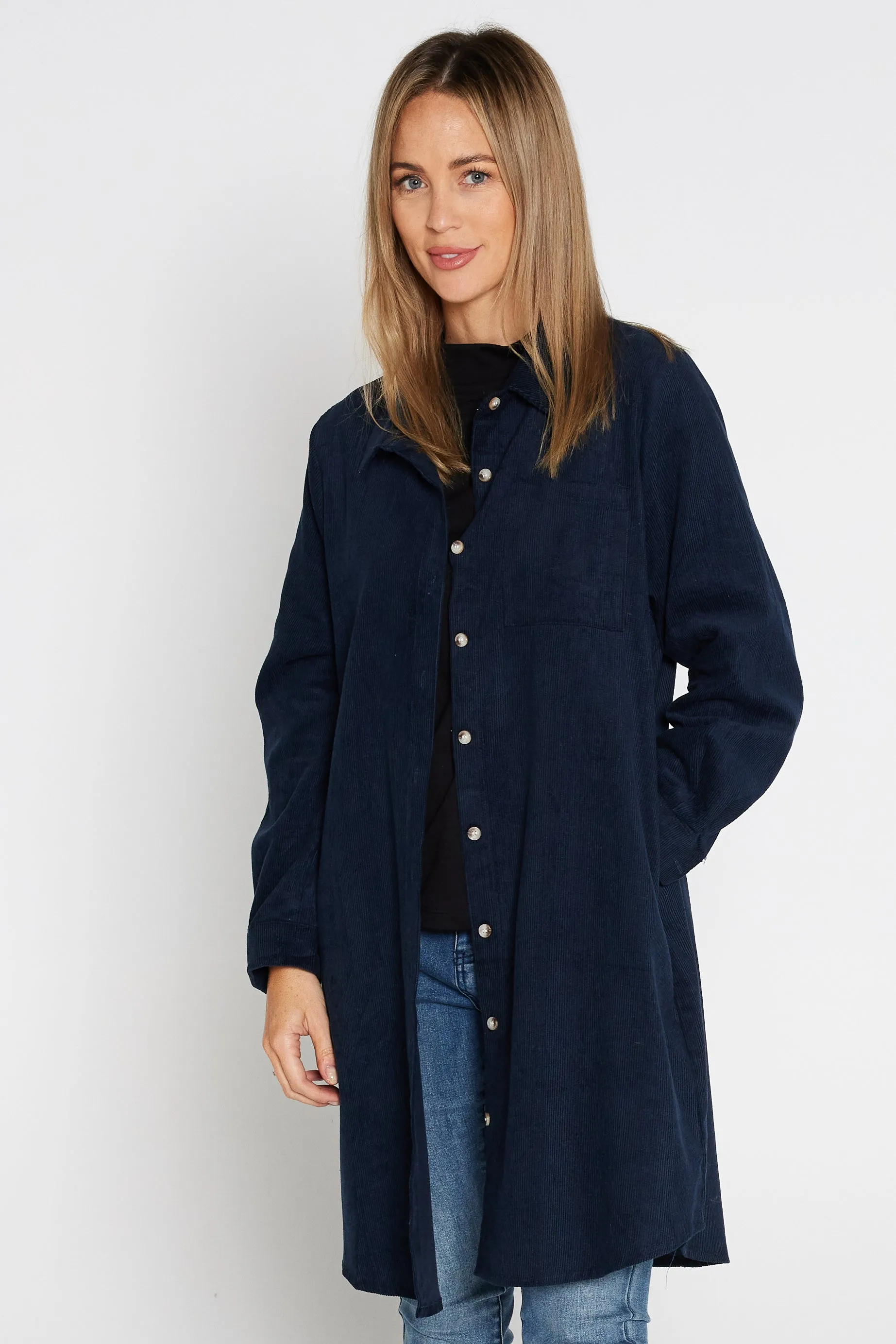 Parvati Corduroy Overshirt - Navy