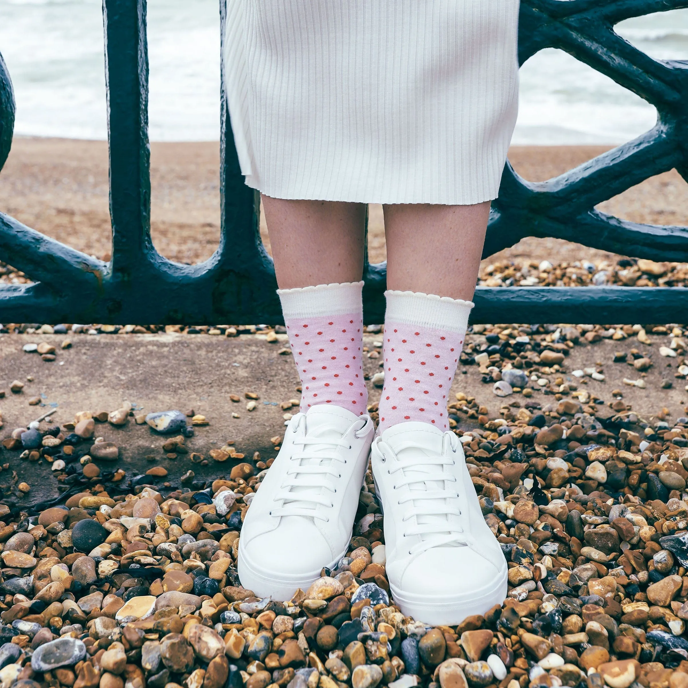 Pin Polka Women's Organic Cotton Socks | Pink