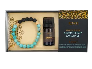 Turquoise & Lava Stone Bracelet   Energy Oil Set