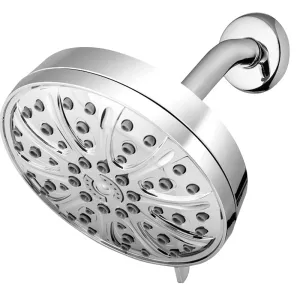 Waterpik XMT-633E Shower Head, Round, 1.8 gpm, 1/2 in Connection, NPT, 6-Spray Function, Plastic, Chrome, 6 in Dia :CD1: QUANTITY: 1