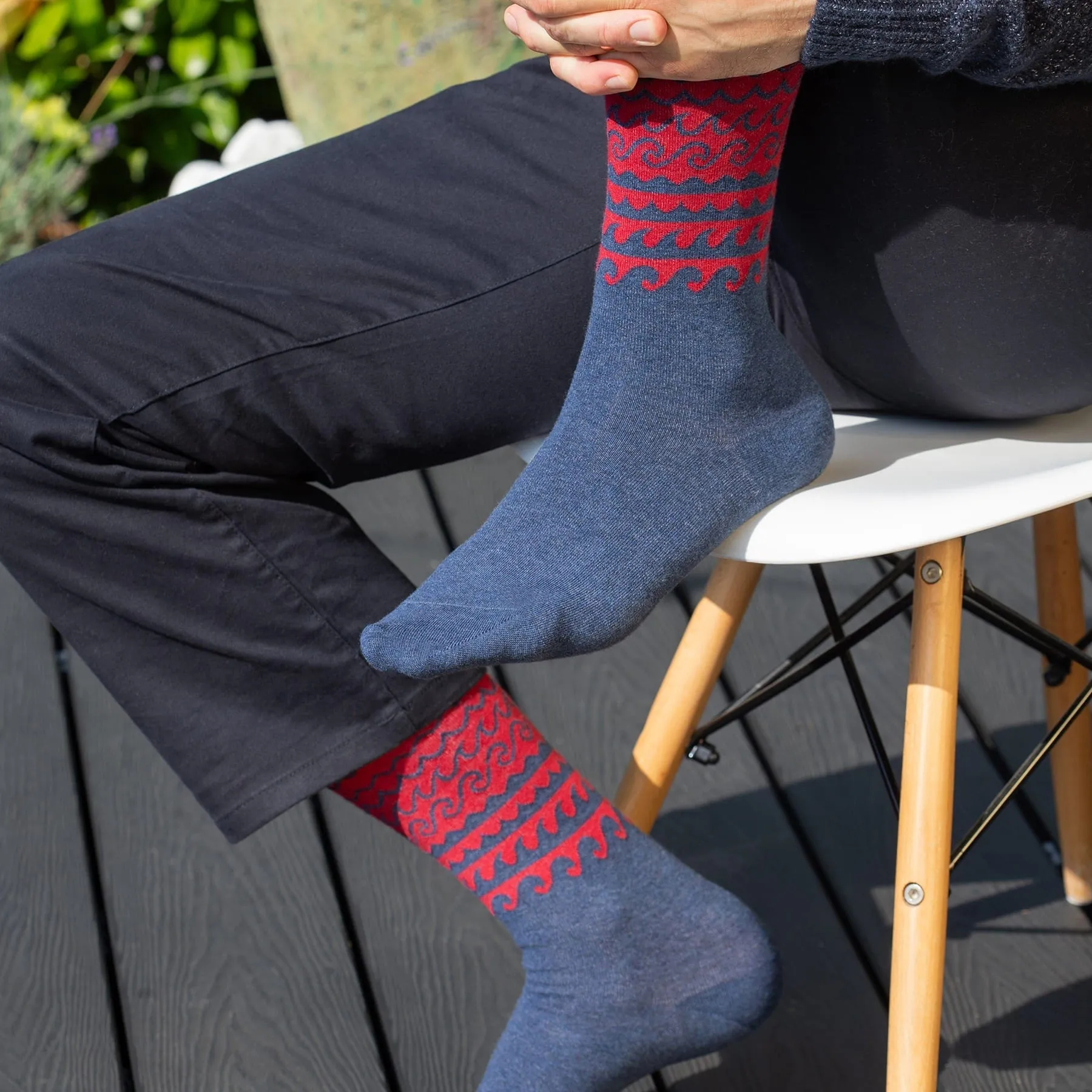 Wave Men's Organic Cotton Socks | Red