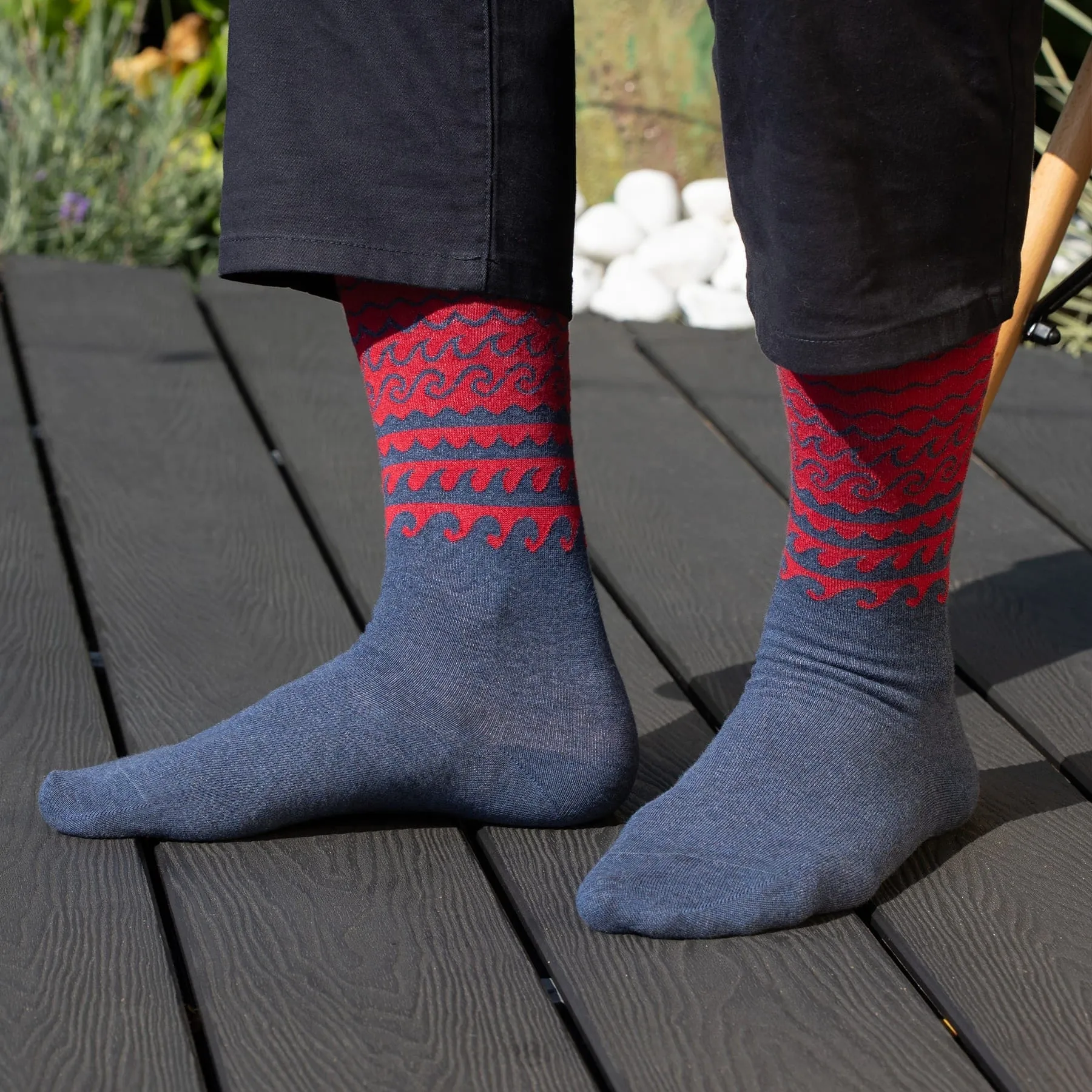 Wave Men's Organic Cotton Socks | Red