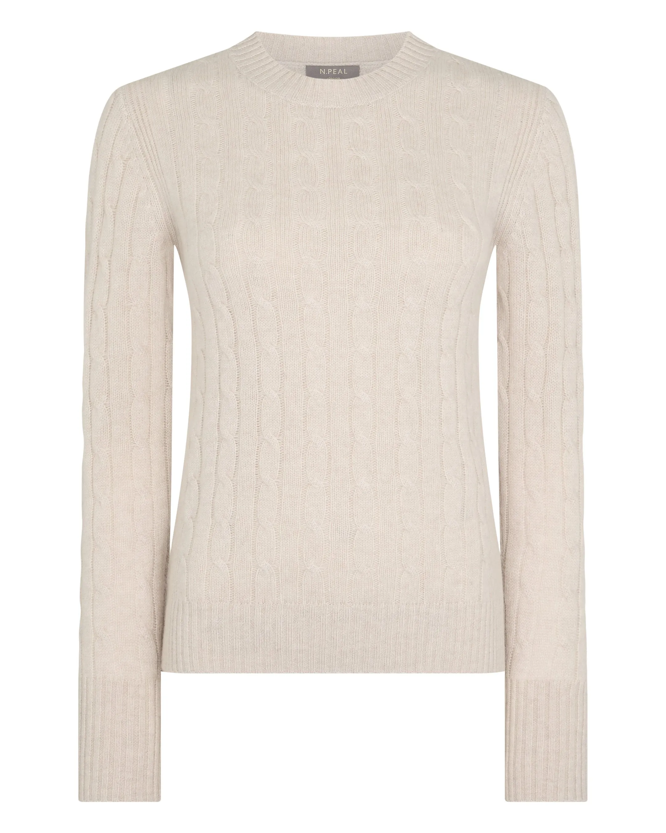 Women's Adelyn Cable Round Neck Cashmere Jumper Ecru White