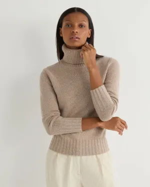 Women's Hazel Chunky Turtle Neck Cashmere Sweater Oatmeal Brown