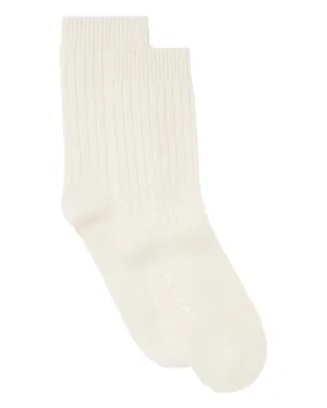 Women's Rib Cashmere House Socks New Ivory White